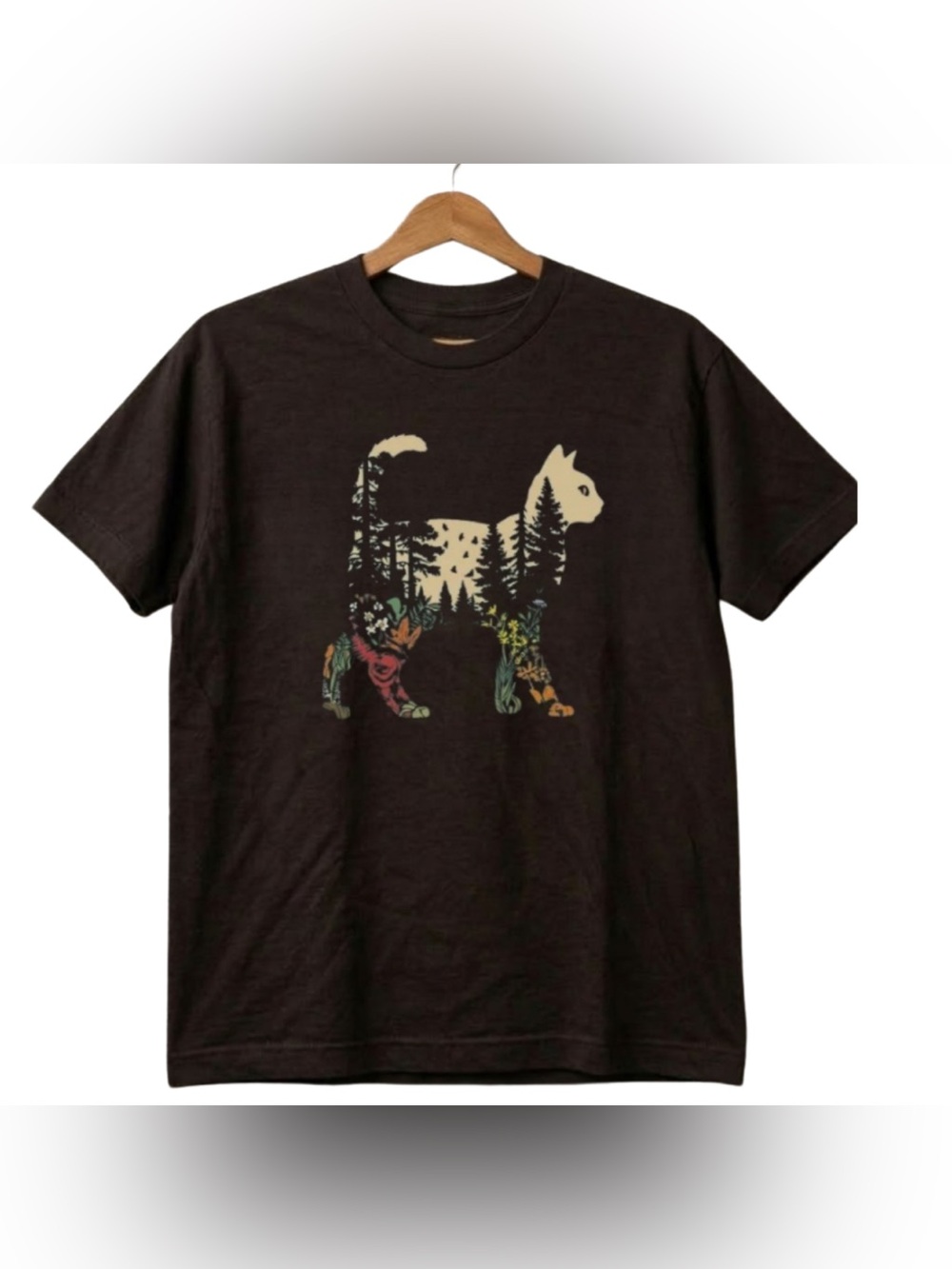 Black Cat Graphic Tee for Cat Lovers - Multi-Color Print